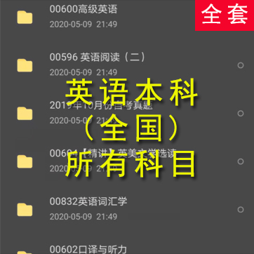 自考英语本科复习资料网课全套下载