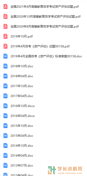 00158资产评估视频+历年真题及答案复习资料
