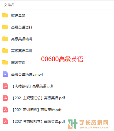 00600高级英语自考精/串讲视频+课件+真题+密训复习资料百度云网盘