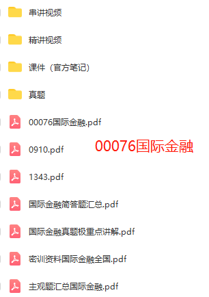 00076国际金融自考百度云网盘视频+真题+课件
