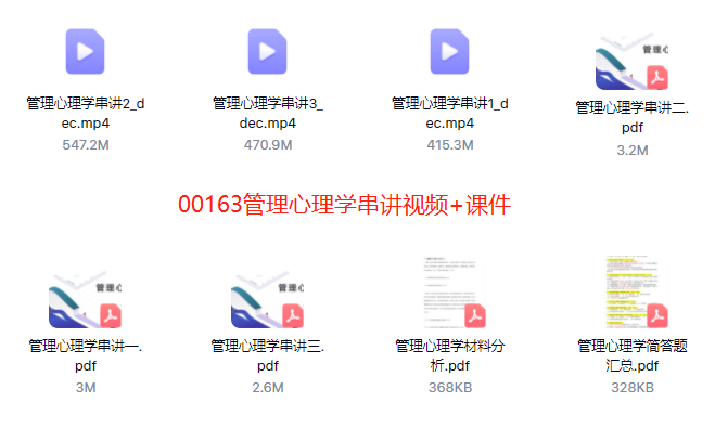 00163管理心理学自考精串讲视频+课件+真题百度网盘下载