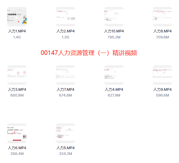 00147人力资源管理（一）自考精串讲视频+课件+真题百度网盘下载