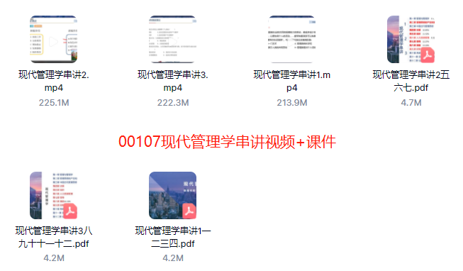 00107现代管理学自考精串讲视频+课件+真题百度网盘下载