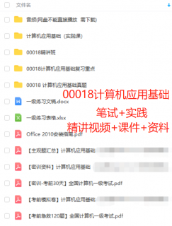 00018计算机应用基础自考精讲视频+课件(笔试+实践