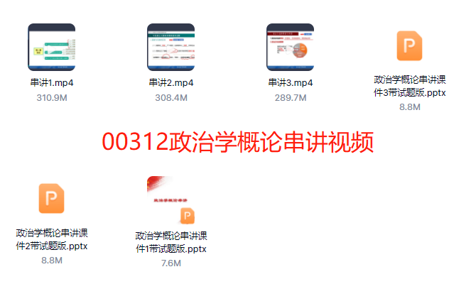 00312政治学概论自考精串讲视频+课件+真题百度网盘下载